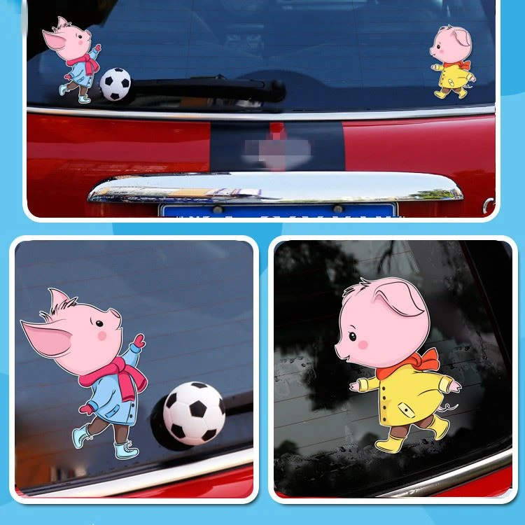 Funny 3D pig play ball sticker