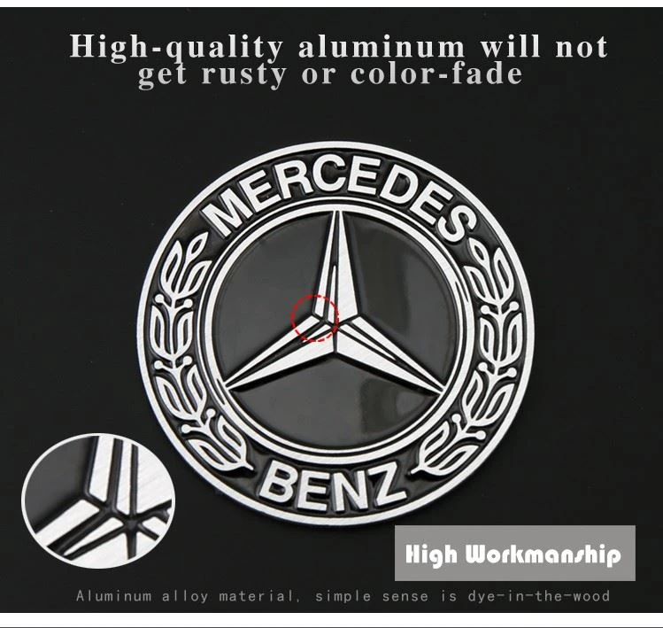 mercedes aluminum badge sticker