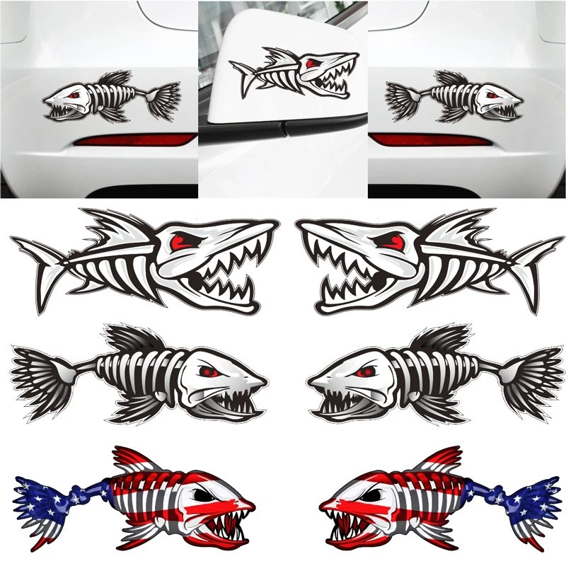 Autocollant de décalcomanie de voiture de poisson de squelette de pêche