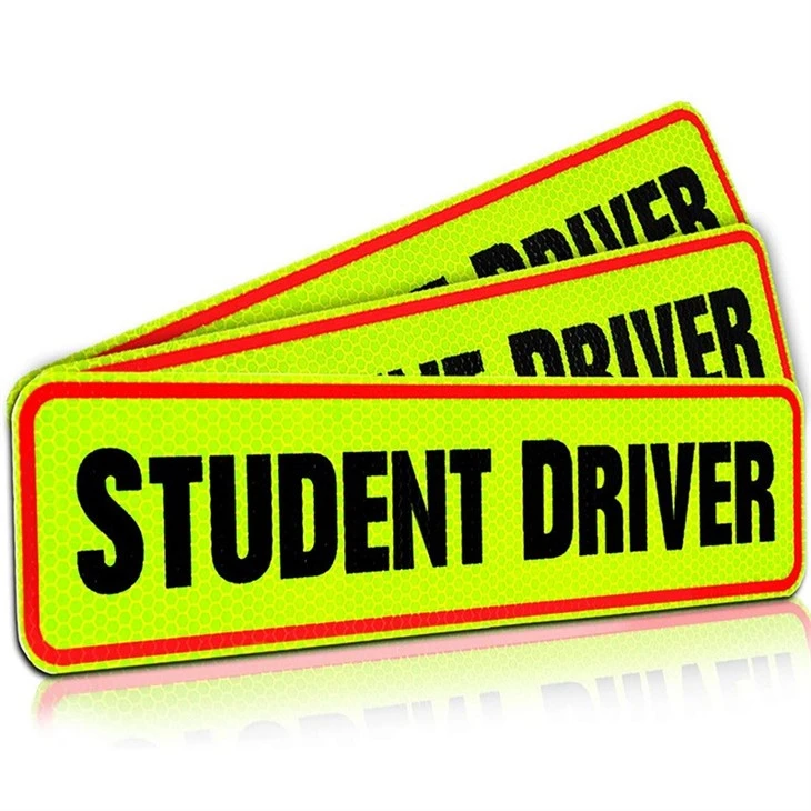 Autocollant de voiture réfléchissant d'avertissement de conducteur étudiant