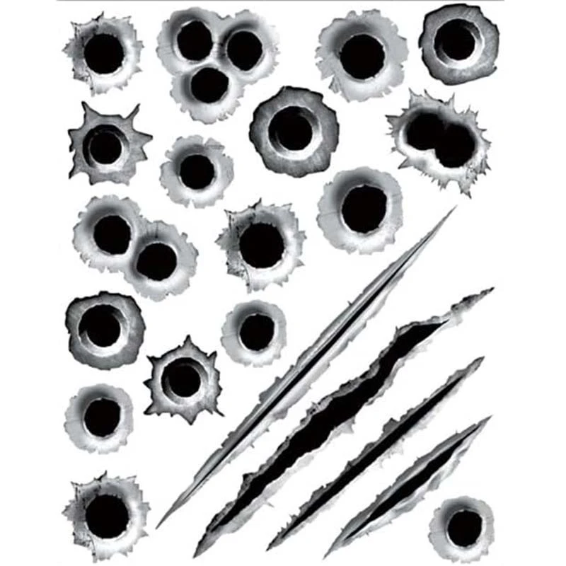Faux autocollants de trous de balle de pistolet