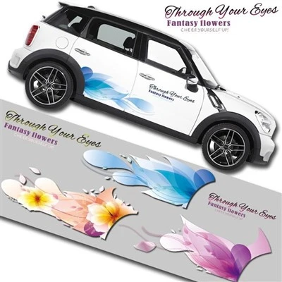 Autocollant de carrosserie de voiture à motif de fleurs artistiques
