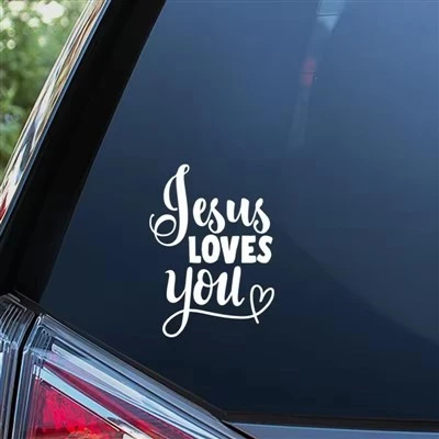 Autocollant Windows texte Jésus t'aime