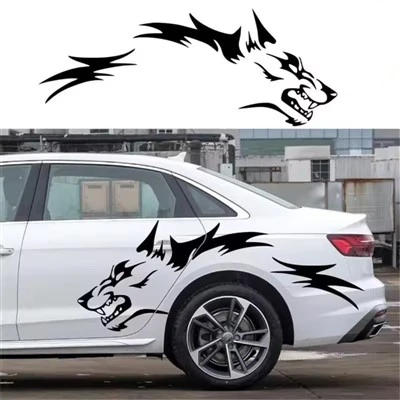 Autocollant de décoration tête de loup pour voiture