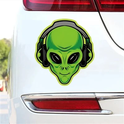Decal de moto 1pc, caractère étranger vert et autocollant amusant