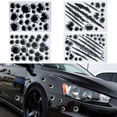1PCS Stickers de voiture drôles 3D Bullet Hole Sticker
