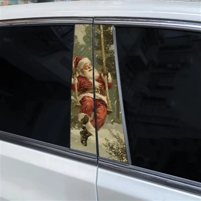 2pcs Christmas Forest Stickers Centre de voiture B - Autocollants de pilier