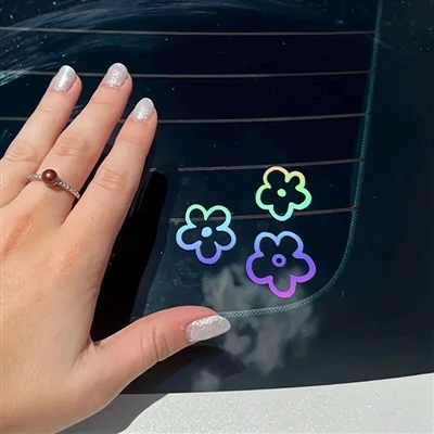 3pcs Floral Car Interior Mirror Decs Stickers Car Stickers