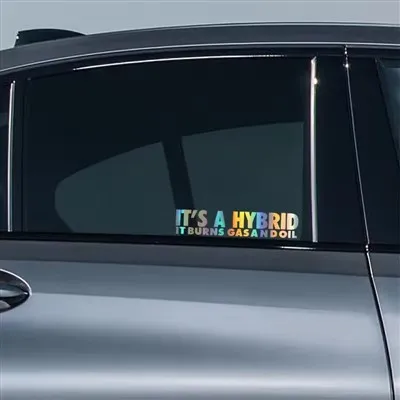 Autocollant de texte drôle pour voiture hybride