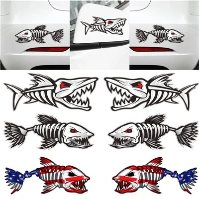 Autocollant de décalcomanie de voiture de poisson de squelette de pêche