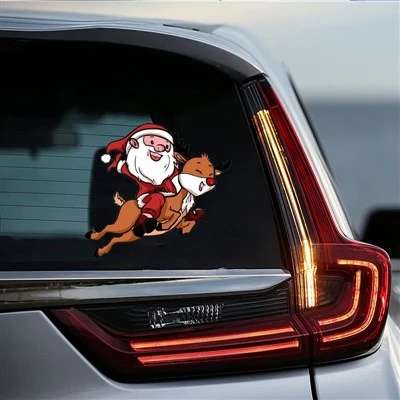 Autocollant de fenêtre de voiture de père Noël, cadeau de Noël