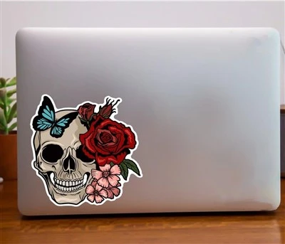 Autocollant de roses de crâne