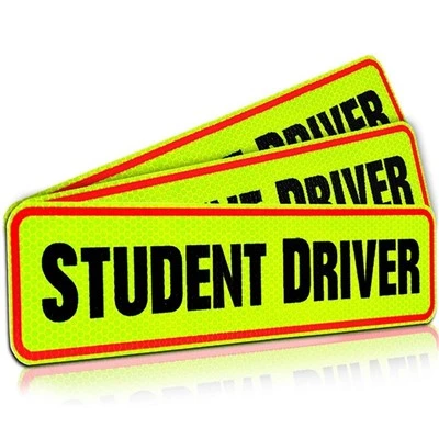 Autocollant de voiture réfléchissant d'avertissement de conducteur étudiant