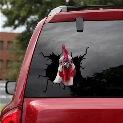 Dessin animé 3D poulet autocollant pour la voiture