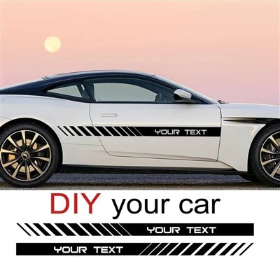Rayures graphiques d'autocollants de voiture bricolage personnalisés votre texte