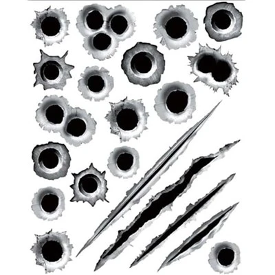 Faux autocollants de trous de balle de pistolet