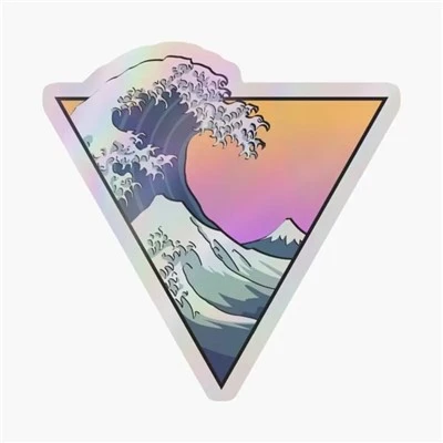 Great Wave Asthétique Holographic Sticker pour ordinateur portable