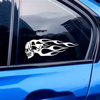 Skull Flames Badge Car autocollants