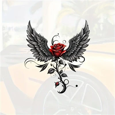 Superbes autocollants de voiture de rose ailes d'ange
