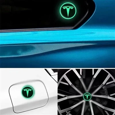 Les voitures Tesla brillent - dans - le - Sticker Hub Wheel Dark Wheel