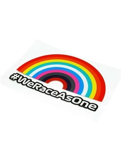 Nous courons comme un autocollant arc-en-ciel