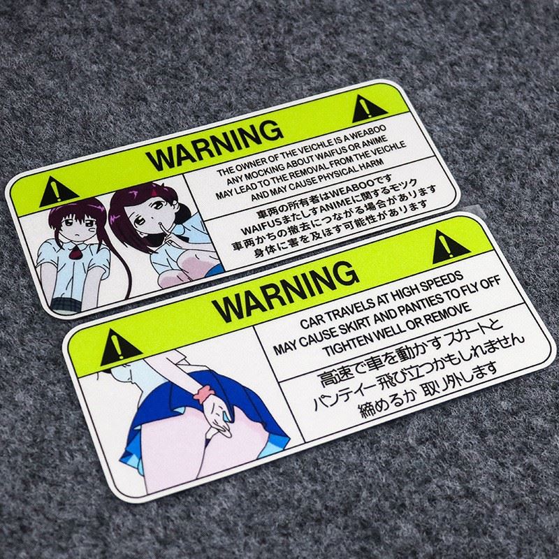 Warning Cartoon Girl Pattern Reflection Sticker