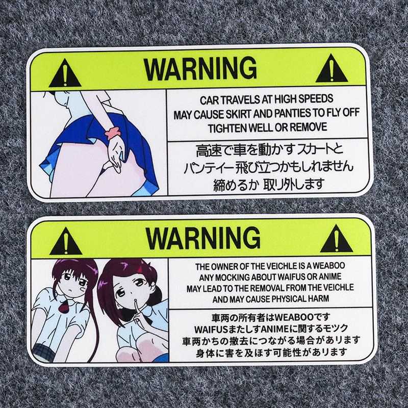 Autocollant de réflexion de modèle de fille de dessin animé d'avertissement